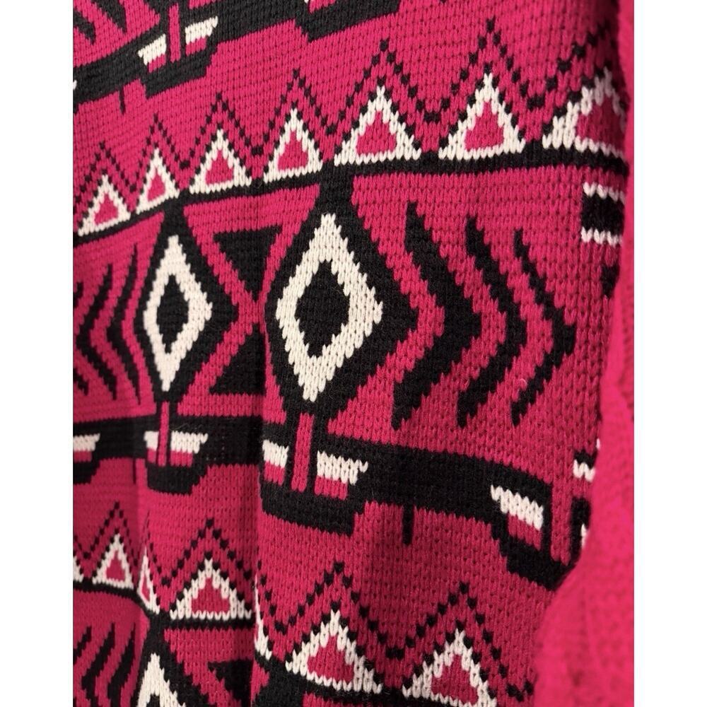 NWT Retro 80s Michael Carrie Aztec Pink Black Pullover Mock Neck Women’s S - Picture 8 of 11